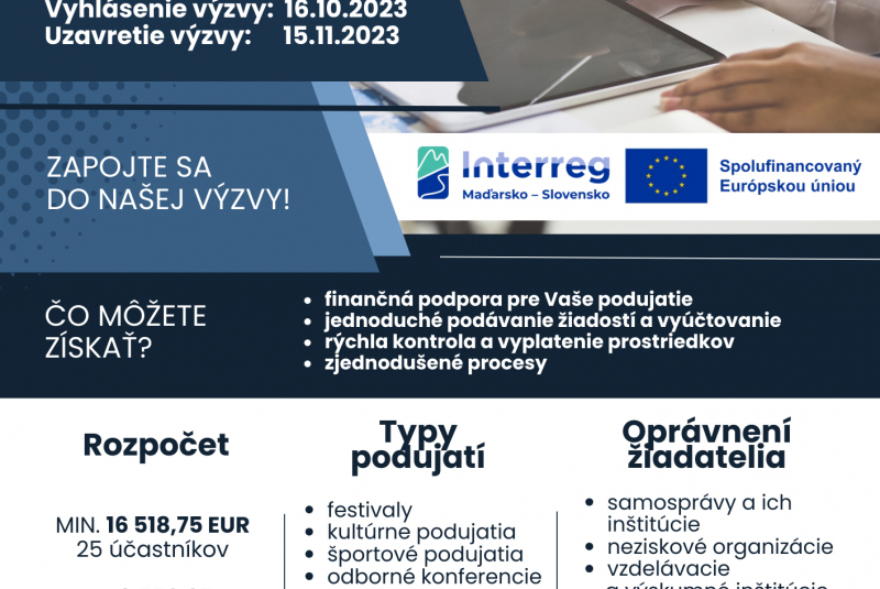 Novinky / Výzva na predkladanie projektových žiadostí v rámci Programu Interreg VI-A HUSK 2021-2027 pre Fond malých projektov je spustená